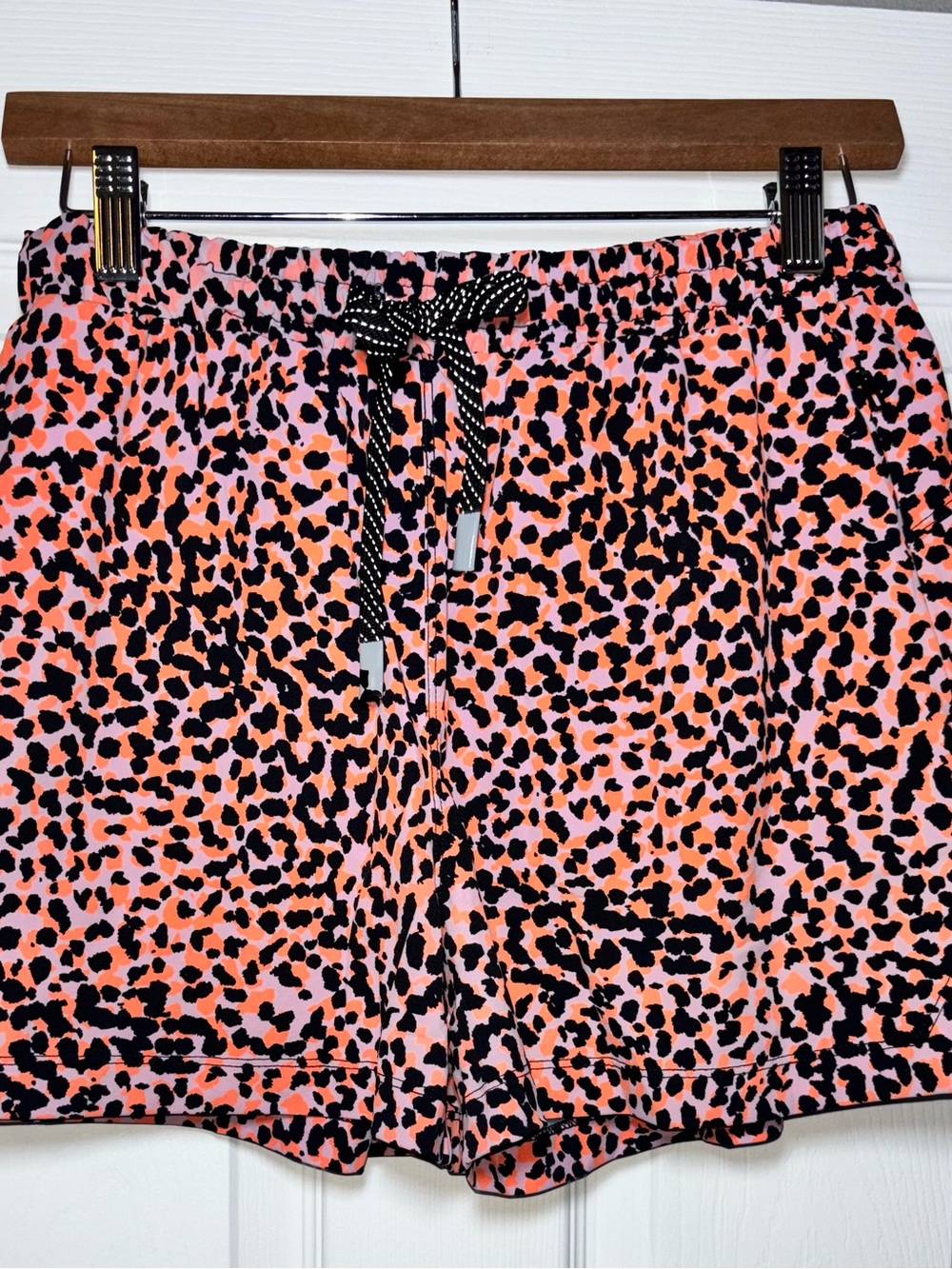 Fabletics Pink & Black Leopard Print Athletic Shorts